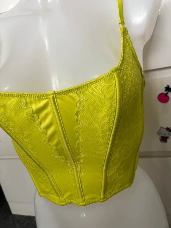 Primark Yellow corset top rave festival summer neon