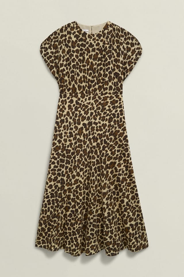 Hobbs London Hobbs London Women's Hampton Short Sleeve Printed Silk Dress in Fawn - 2