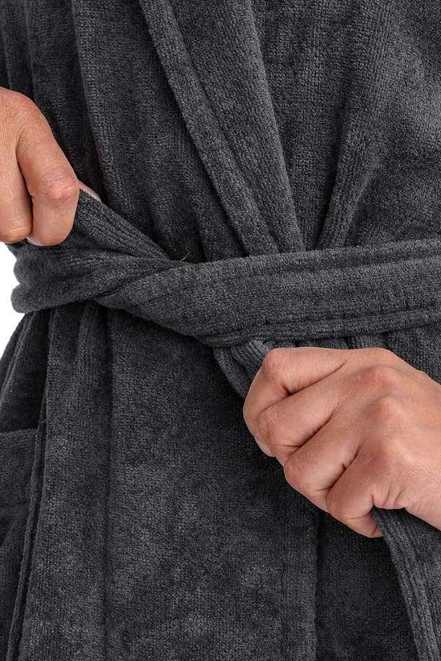 Christy CHRISTY Women's 'Supreme Velour' 100% Sheared Cotton Bath Robe in Dark Grey - 3