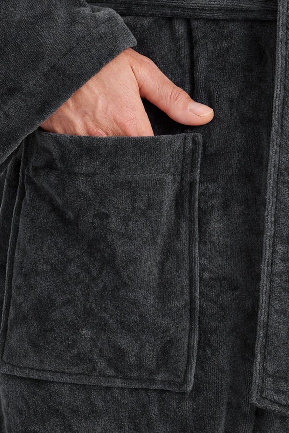 Christy CHRISTY Women's 'Supreme Velour' 100% Sheared Cotton Bath Robe in Dark Grey - 4