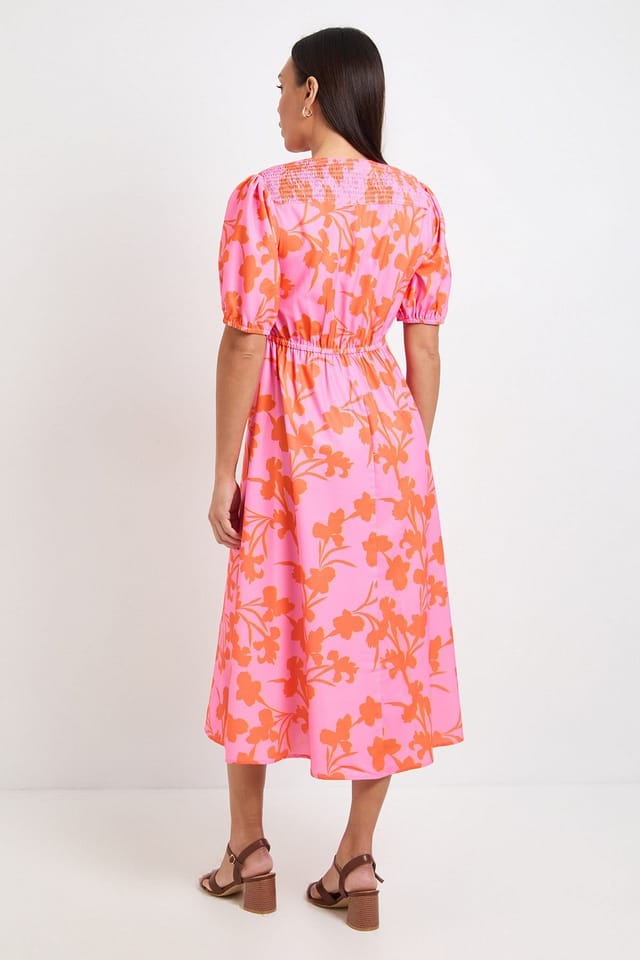 Wallis Wallis Women's Floral Ruched Midi Dress in Pink - 3