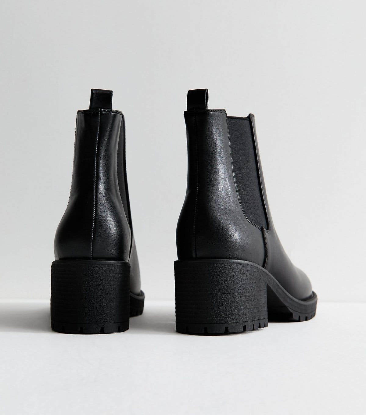 New Look Women's Black Faux Leather Block Heel Chelsea Ankle Boots Vegan New Look - 4