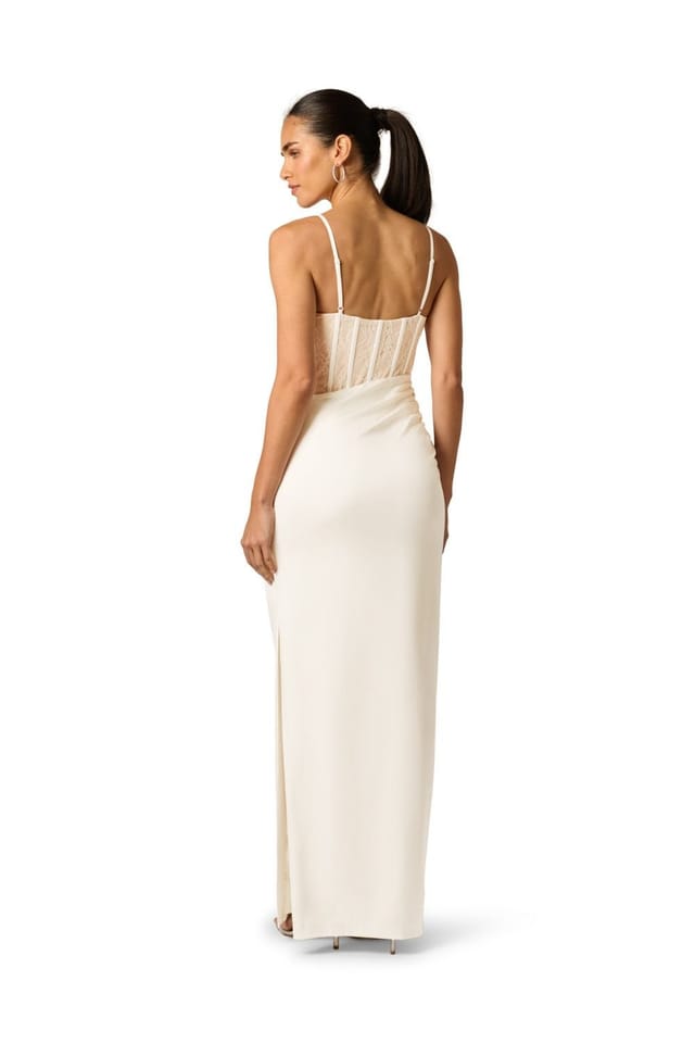 Adrianna by Adrianna Papell Adrianna by Adrianna Papell Women's Satin & Lace Long Dress in Ivory - 3