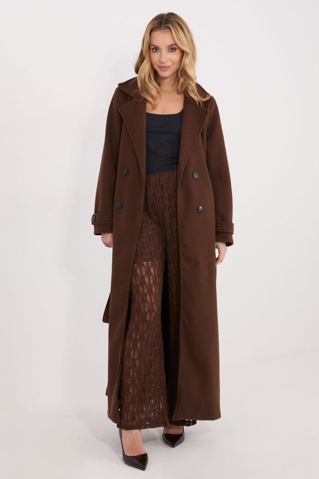 Love Lace Love Lace Women's Elegant Lace Wide Leg High Waist Trousers in Brown - 2