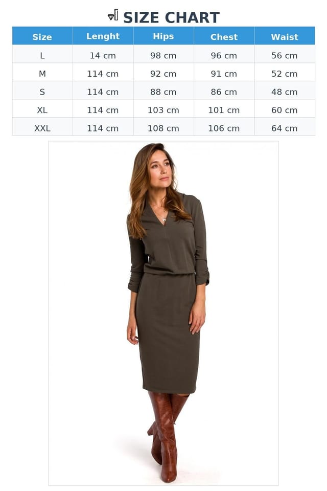 Love Lace Love Lace Women's Cotton Knit Workday Dress with Elastic Waist in Olive - 3