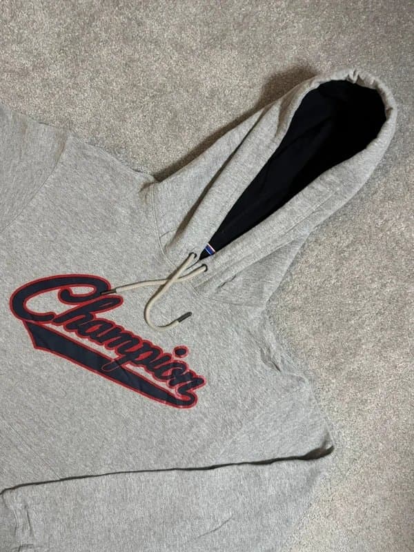 Champion Men’s Champion Grey Powerblend Fleece Pullover Hoodie – Size Small