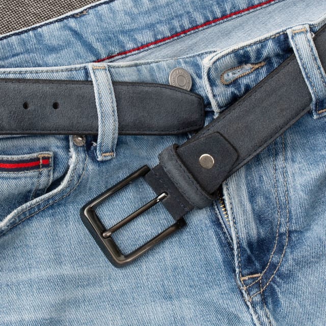 Woodland Leathers Woodland Leathers Men's Men's Genuine Leather Suede Belt in Navy - 2