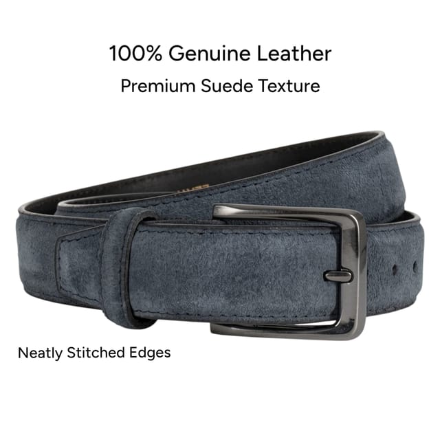 Woodland Leathers Woodland Leathers Men's Men's Genuine Leather Suede Belt in Navy - 3