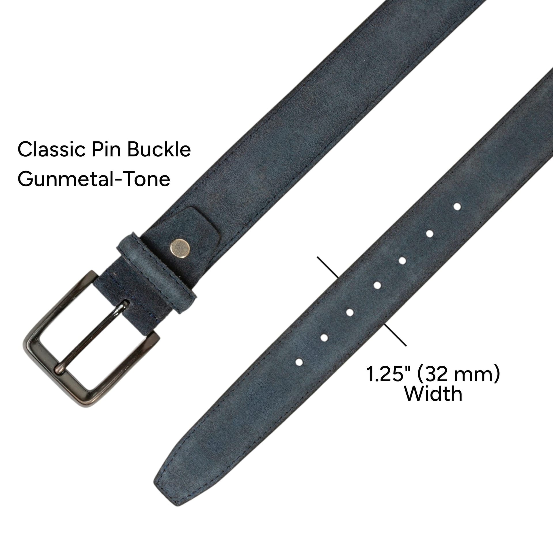 Woodland Leathers Woodland Leathers Men's Men's Genuine Leather Suede Belt in Navy - 4