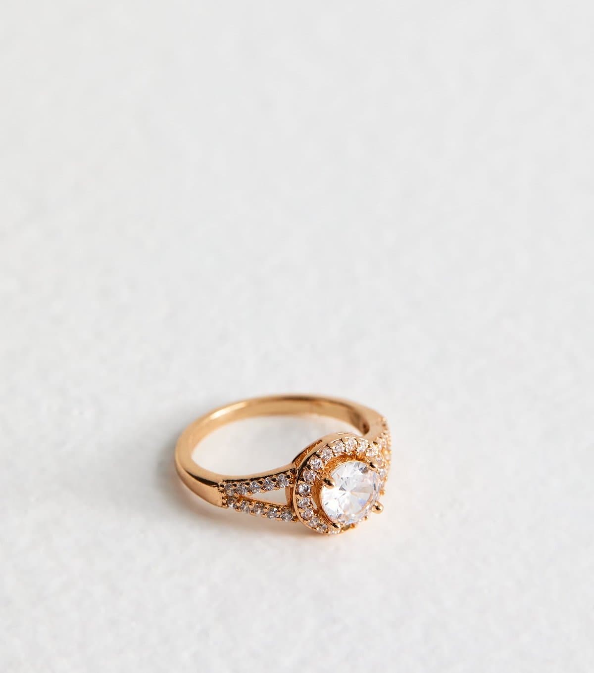 New Look Gold Tone Cubic Zirconia Round Engagement Ring New Look