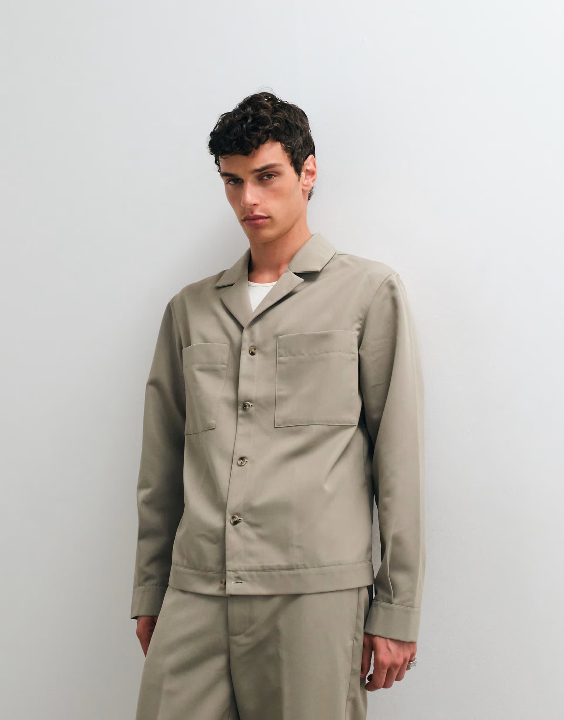 ASOS ASOS DESIGN smart co-ord revere shacket in sage