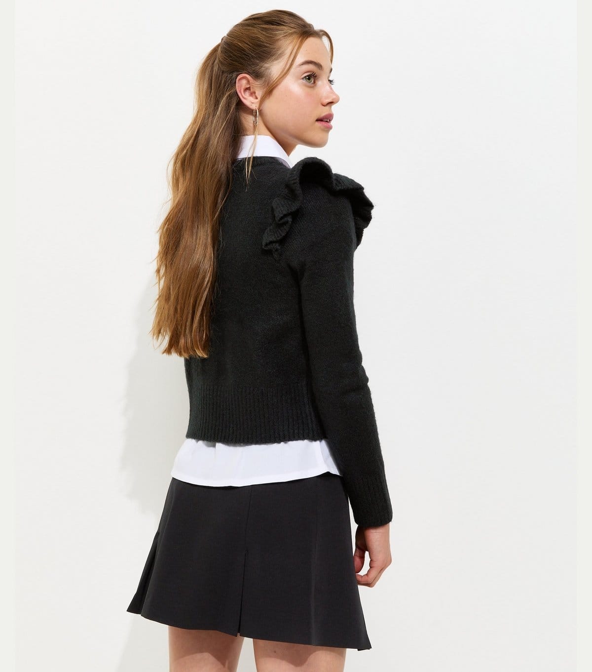 New Look Girls' Black Frill Shoulder Knitted Cardigan School New Look - 4