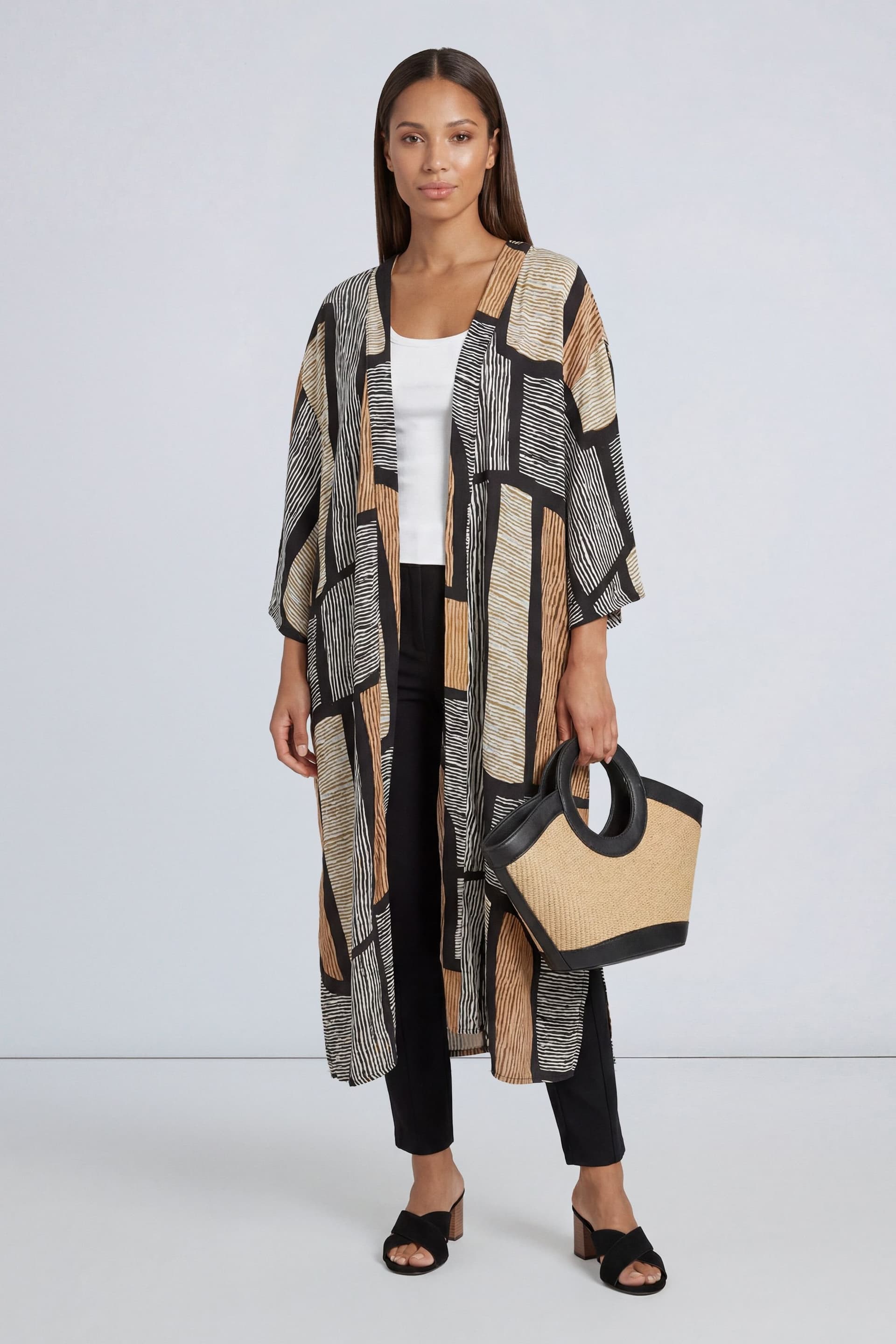 Principles Principles Women's Geo Printed Kimono in Beige