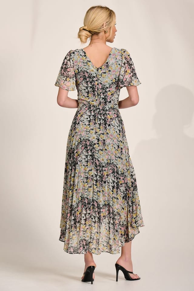 Jolie Moi Jolie Moi Women's Floral Chiffon V Neck Midaxi Dress - 2