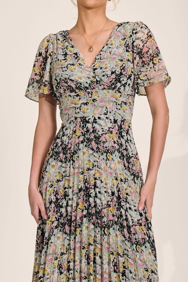 Jolie Moi Jolie Moi Women's Floral Chiffon V Neck Midaxi Dress - 3