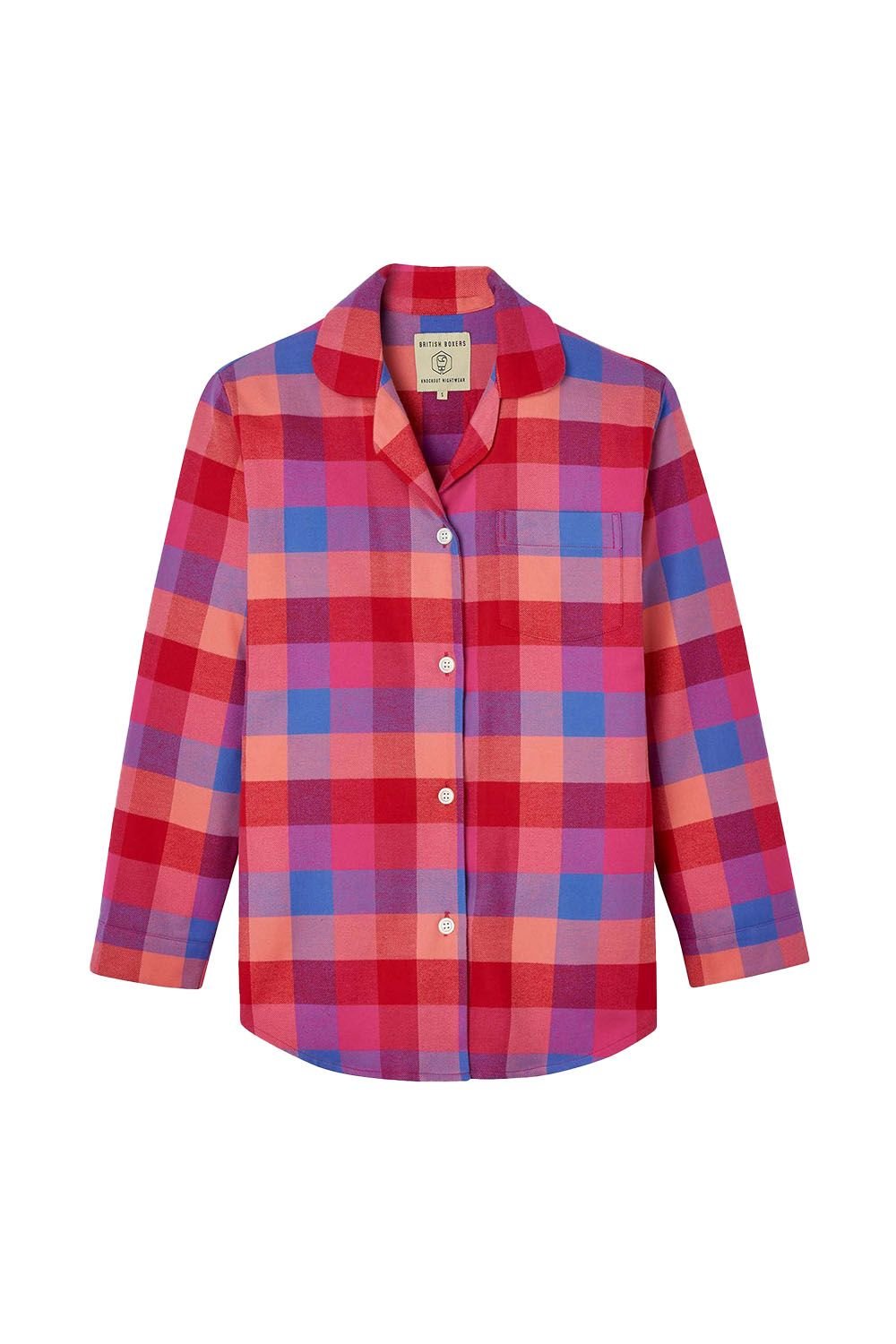 British Boxers British Boxers Women's "Coral Shire" Square Brushed Cotton Pyjama Set in Coral - 3