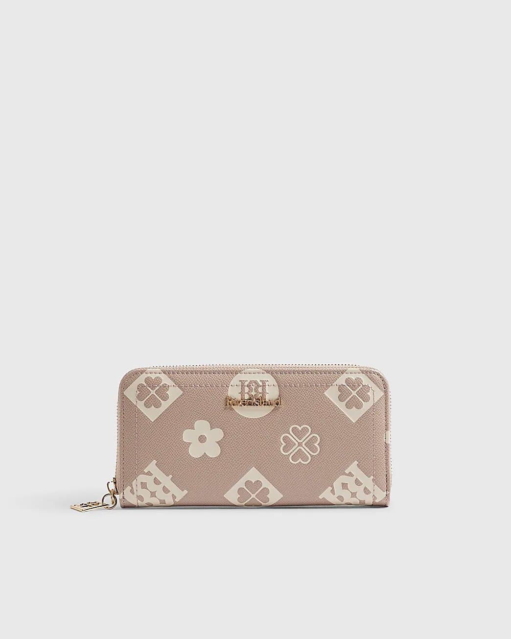River Island River Island Womens Beige Monogram Embossed Purse