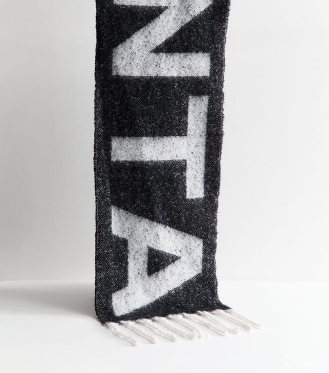 New Look Grey Atlanta Logo Fringed Scarf New Look - 2