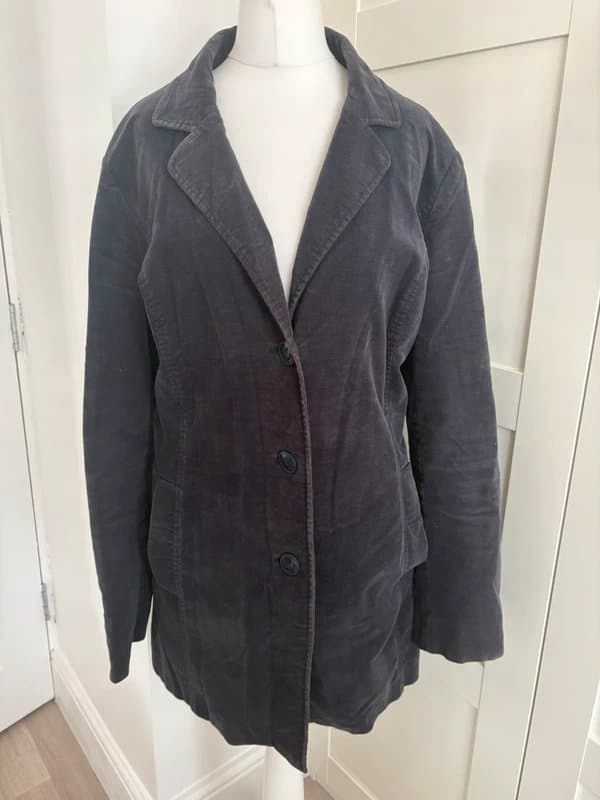 Seasalt Cornwall Seasalt Navy Corduroy Longline Blazer Jacket UK 14 | Smart Casual Cotton Cord Jacket