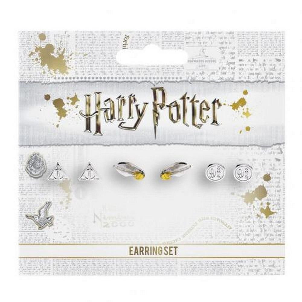 Harry Potter Harry Potter Men's Silver Plated Earring Set - 3