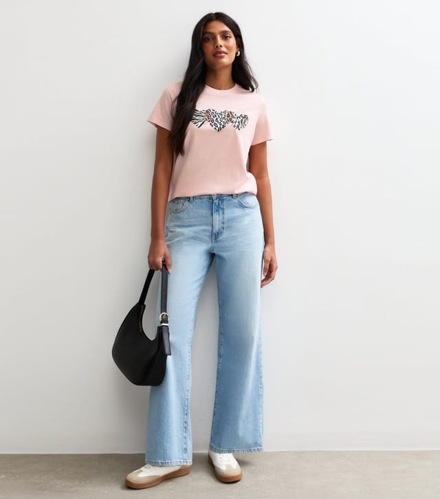 New Look Women's Light Pink Patterned Heart Print T-Shirt New Look - 3