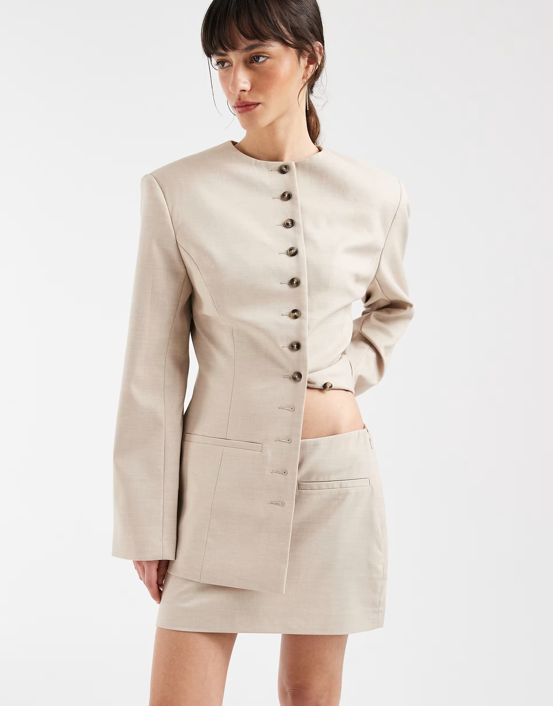 ASOS ASOS DESIGN tailored micro skirt in sand marl