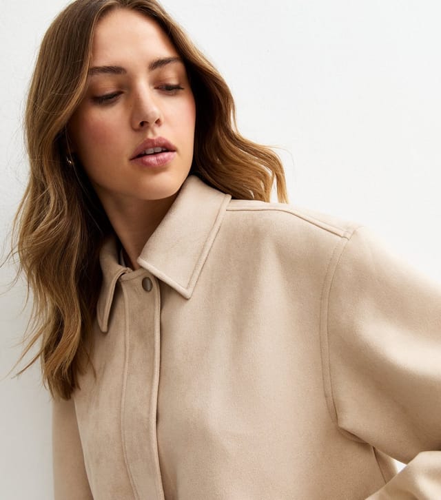 New Look Women's Stone Faux Suede Bubble Hem Jacket New Look - 2