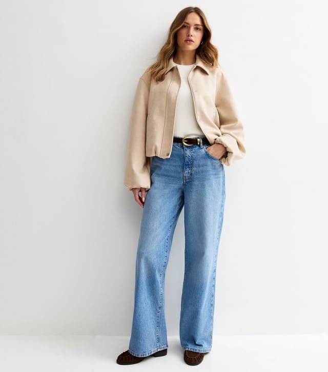 New Look Women's Stone Faux Suede Bubble Hem Jacket New Look - 3