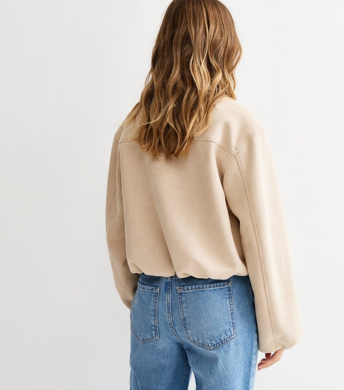 New Look Women's Stone Faux Suede Bubble Hem Jacket New Look - 4