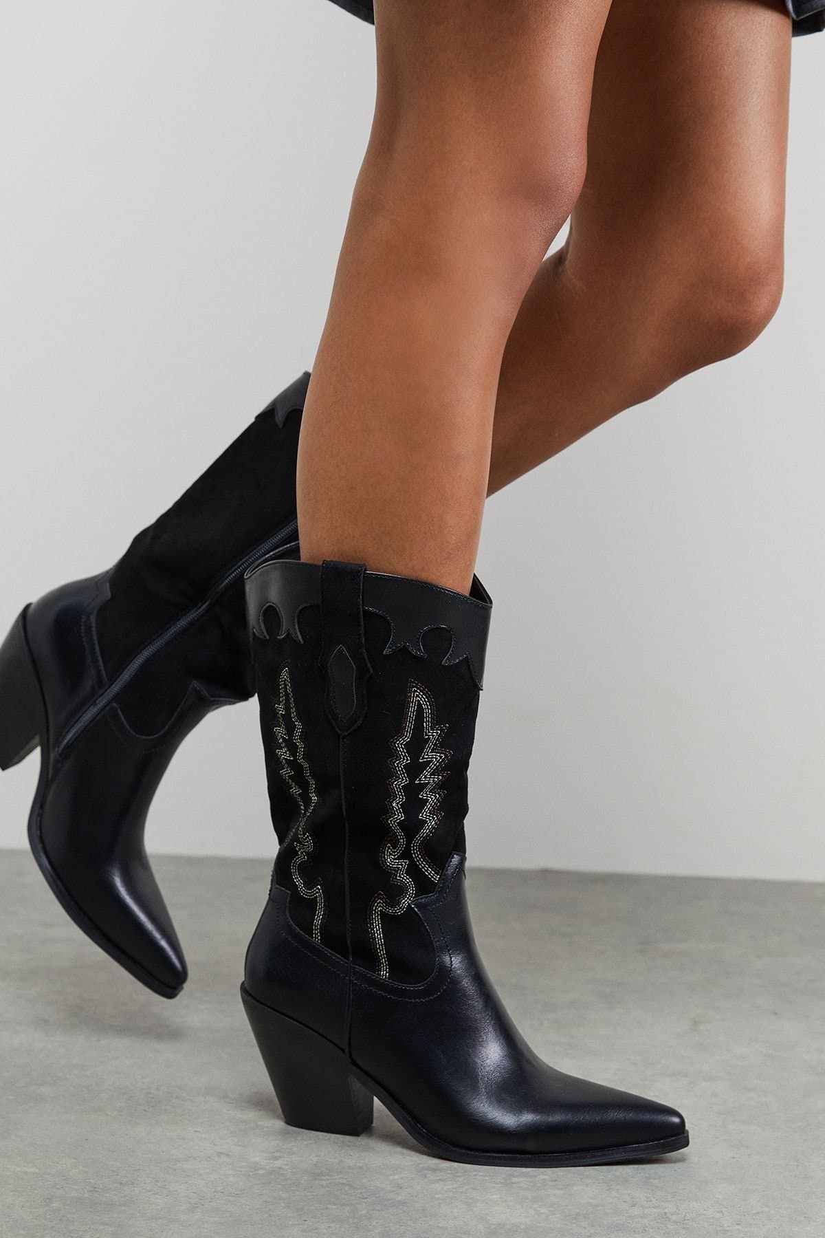 Faith Faith Women's Black Faux Leather Western Boots