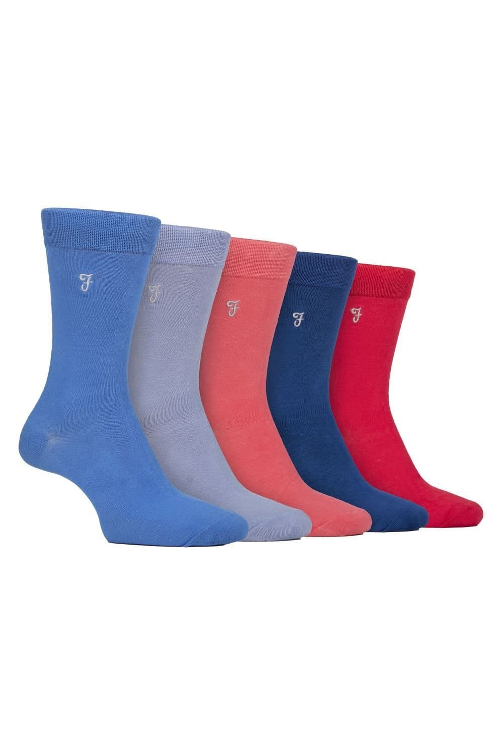 Farah FARAH Men's 5 Pack Bamboo Soft Breathable Socks in Blue