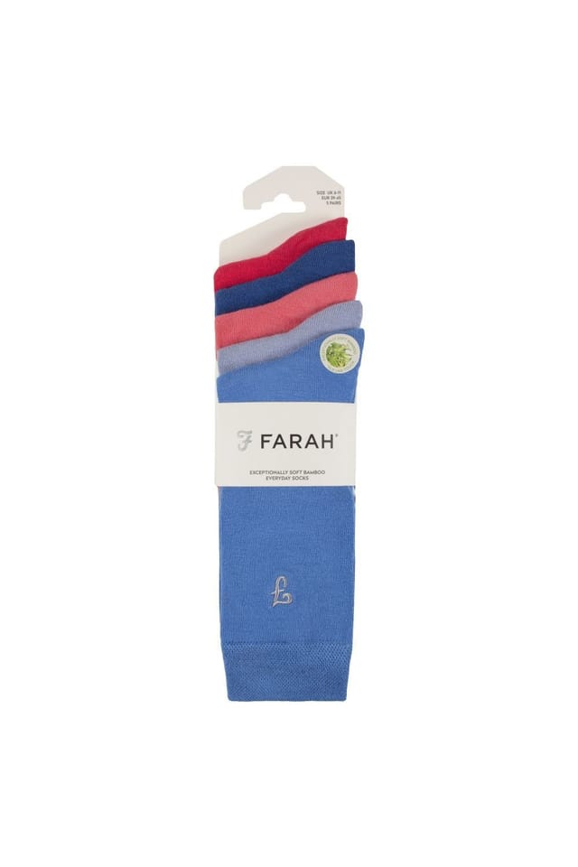 Farah FARAH Men's 5 Pack Bamboo Soft Breathable Socks in Blue - 2
