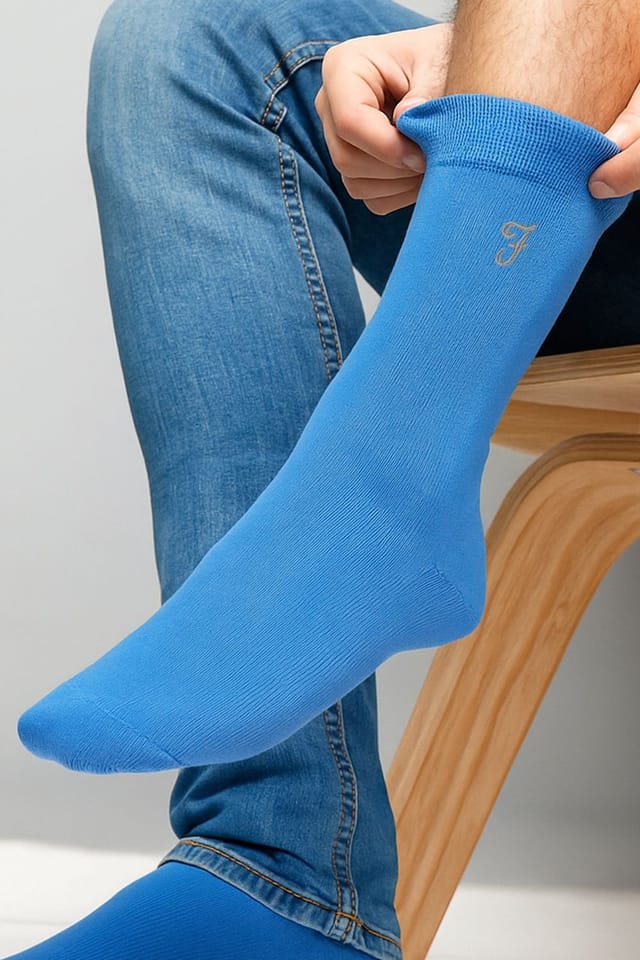 Farah FARAH Men's 5 Pack Bamboo Soft Breathable Socks in Blue - 3