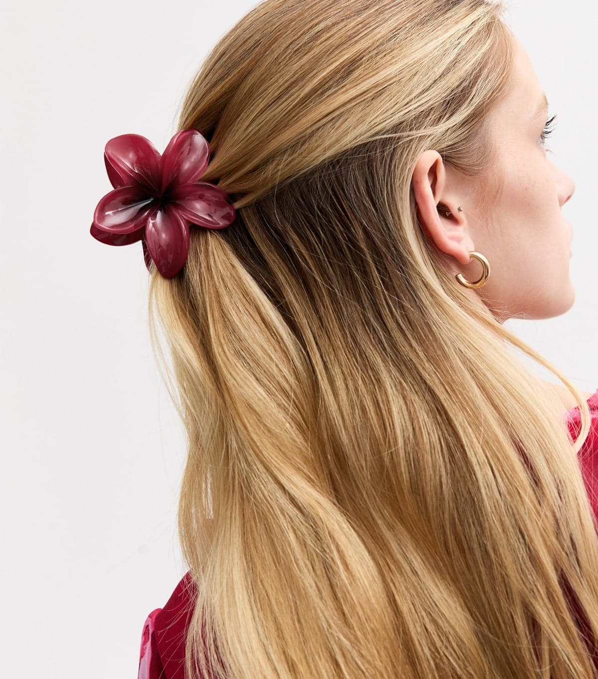New Look Burgundy Ombre Flower Shaped Hair Claw Clip New Look