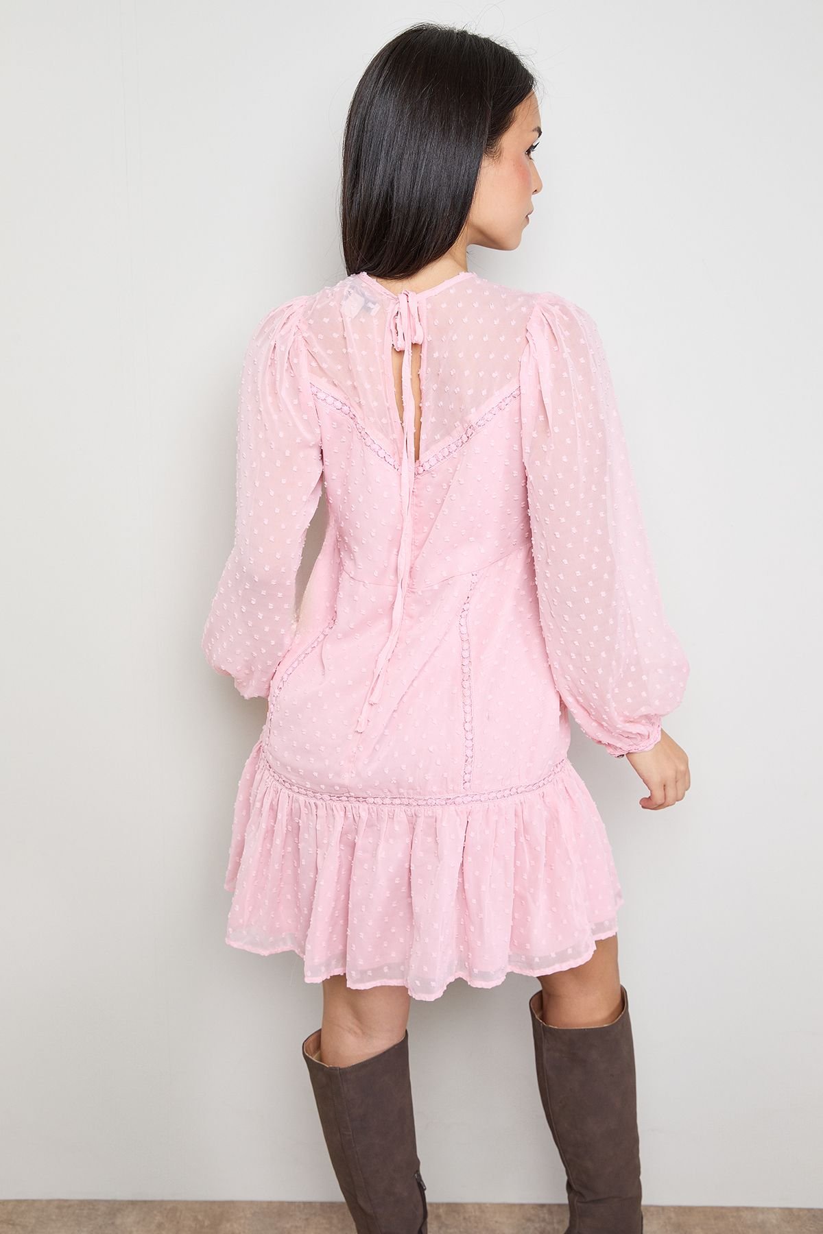 Oasis Oasis Women's Petite Trim Insert Detail Mini Dress in Light Pink - 3