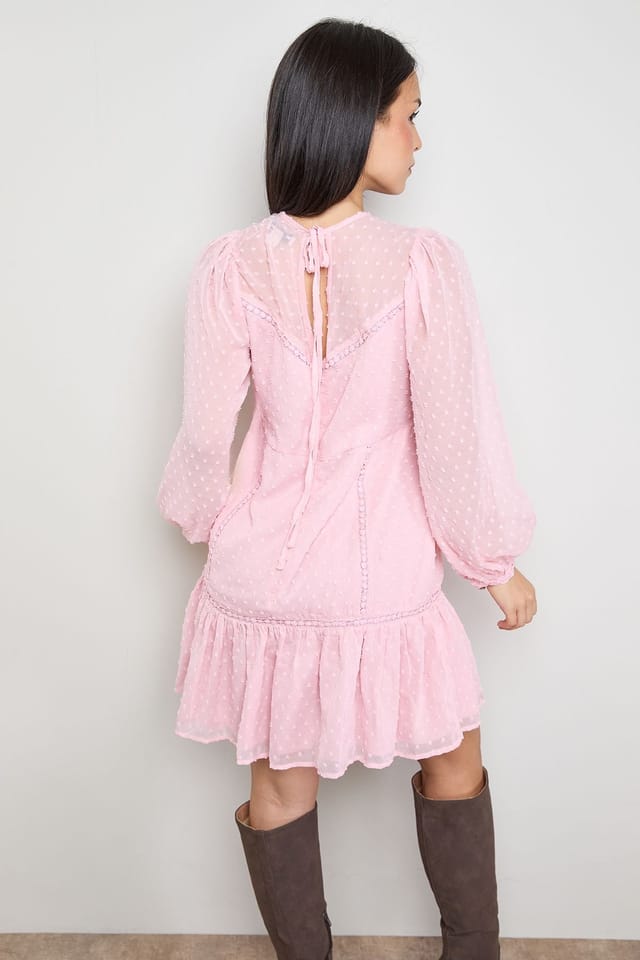Oasis Oasis Women's Petite Trim Insert Detail Mini Dress in Light Pink - 3