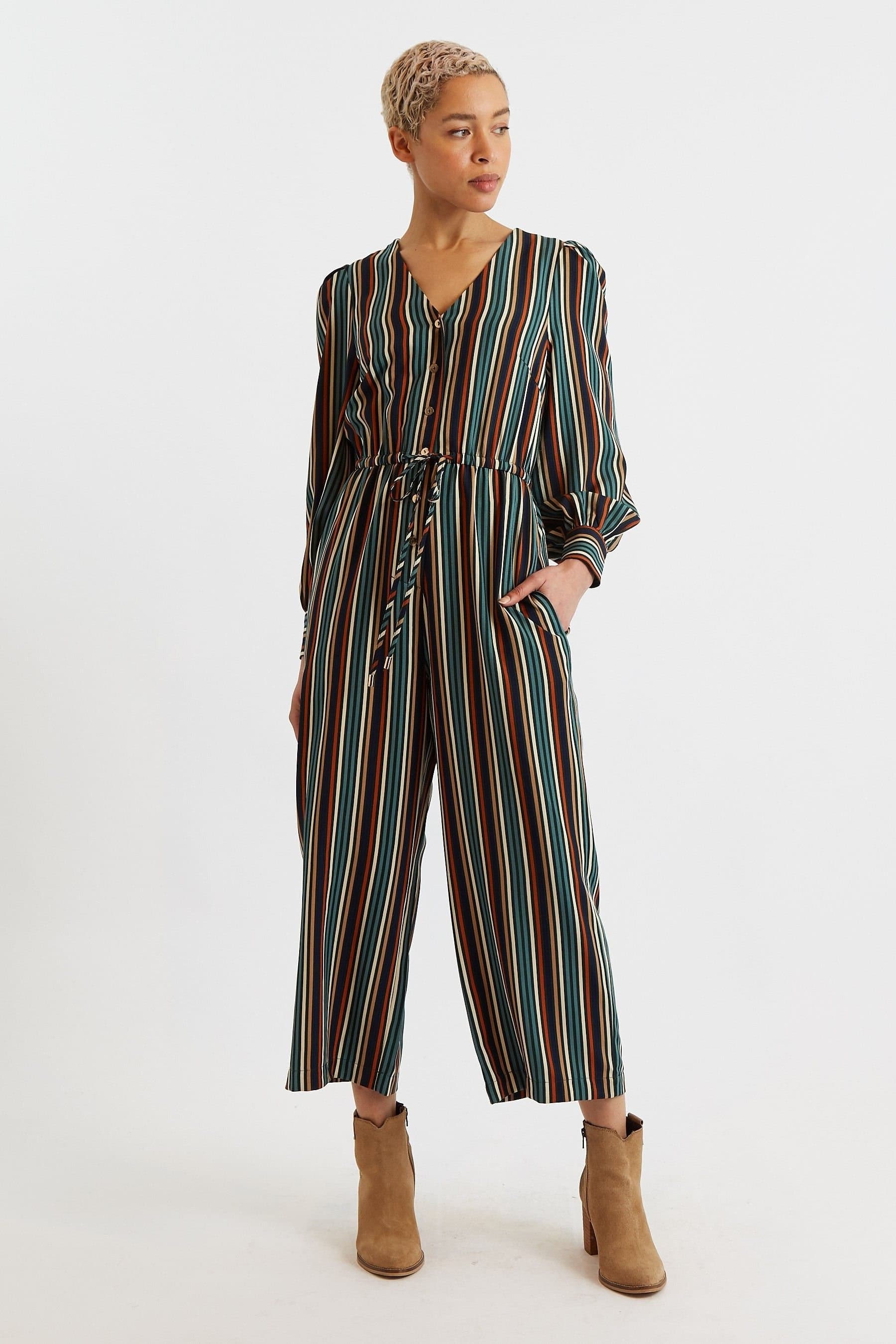 Louche Louche Women's Darcy Winter Stripe Long Sleeve Jumpsuit