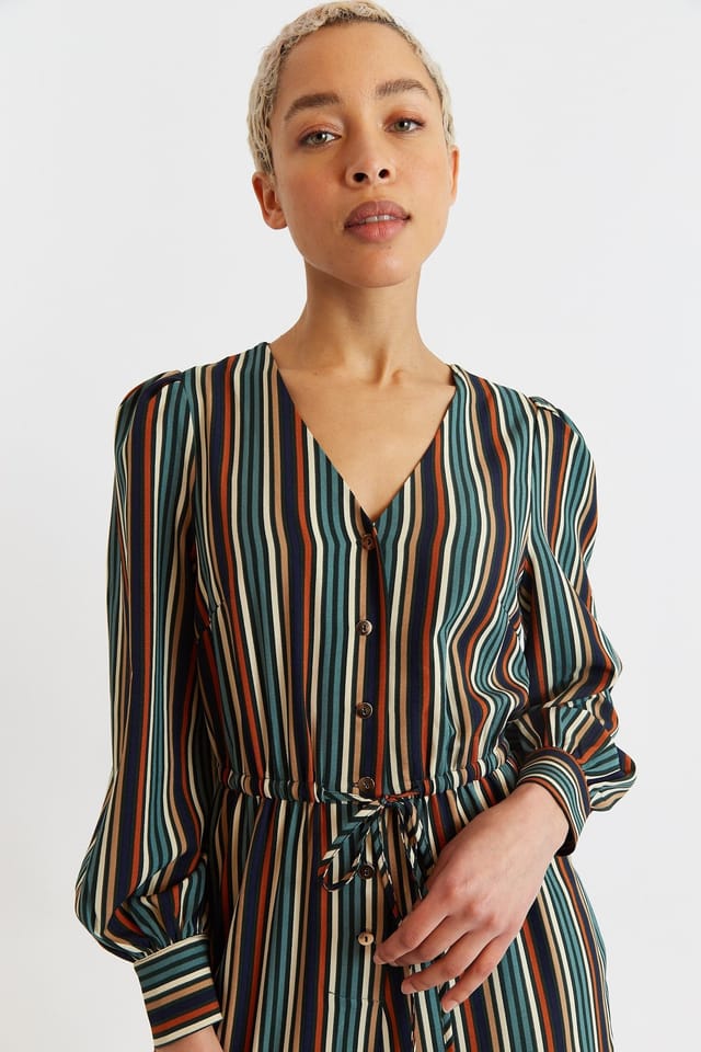 Louche Louche Women's Darcy Winter Stripe Long Sleeve Jumpsuit - 3