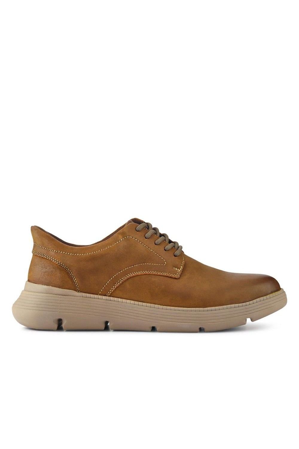 Pavers Pavers Men's Easy Step In Casual Leather Lace Up Shoes in Tan - 2