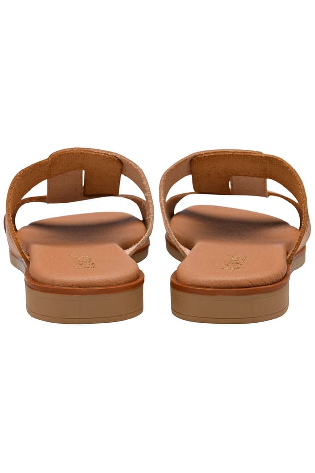 Lotus Lotus Women's Tan & Gold 'Milena' Leather Mule Sandals - 3