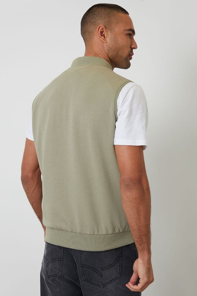 Threadbare Threadbare Men's Quilted Hybrid Gilet in Pale Green - 2