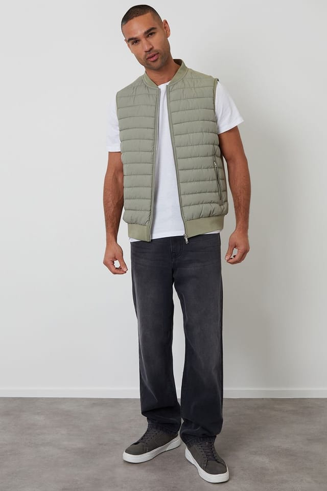 Threadbare Threadbare Men's Quilted Hybrid Gilet in Pale Green - 3