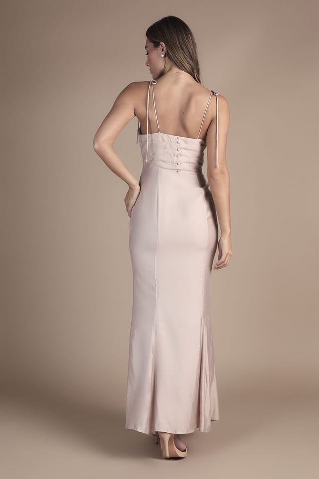 Coast Coast Women's Satin Strappy Cowl Neck Bridesmaid Dress in Blush - 3