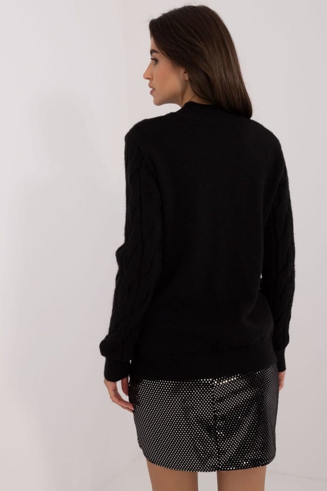 Love Lace Love Lace Women's Turtleneck Textured Long Sleeve Sweater in Black - 3
