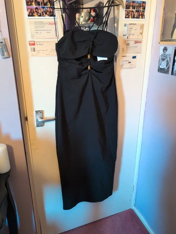 H&M Black halter beaded midi cut out dress