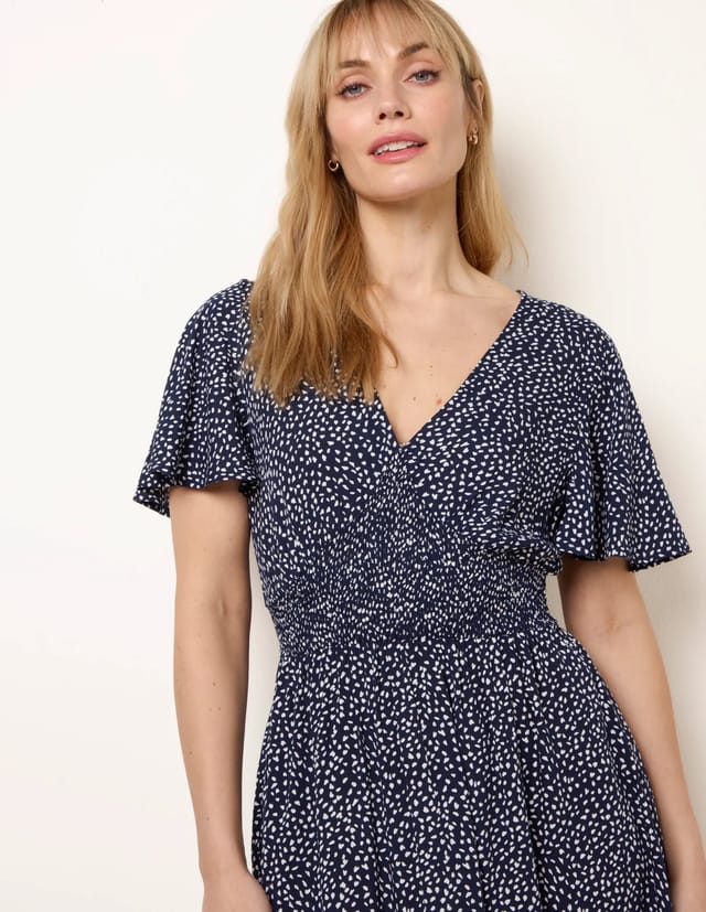 Blue Vanilla Angel Sleeve Shirred Waist Tier Hem Midi Dress - 2