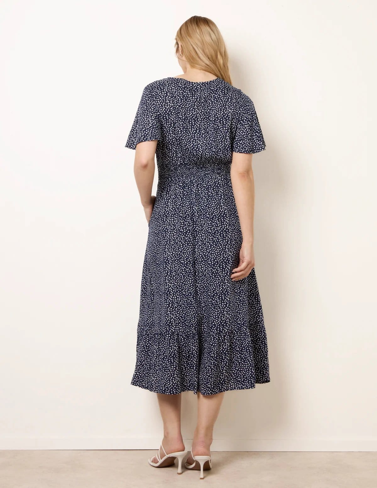 Blue Vanilla Angel Sleeve Shirred Waist Tier Hem Midi Dress - 4