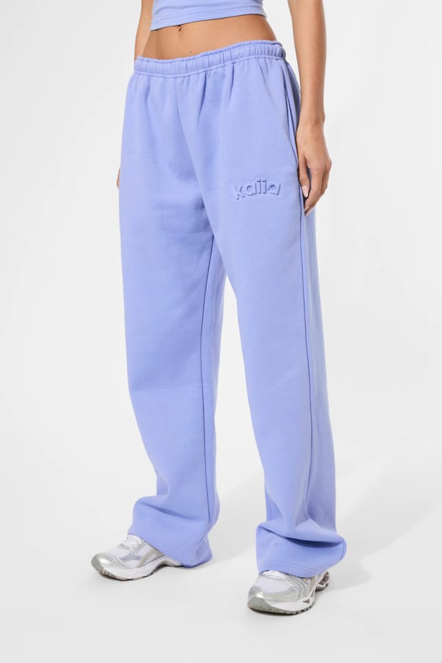 Kaiia Kaiia Embossed Logo Wide Leg Joggers Cornflower Blue - 2