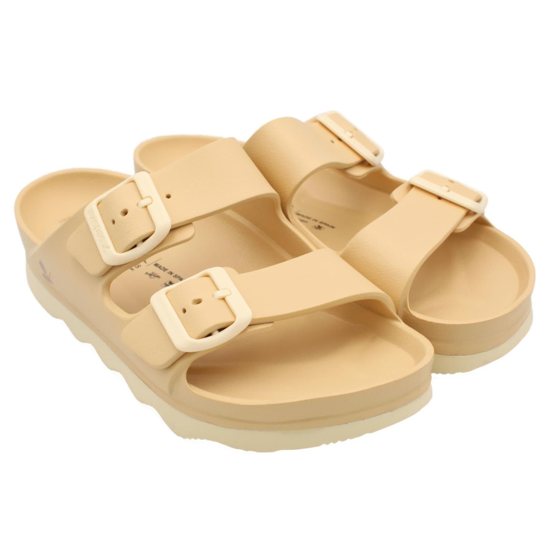 Avispas Avispas Women's Verona' TR Comfort Sole Two-Strap Summer Slider Sandals in Beige