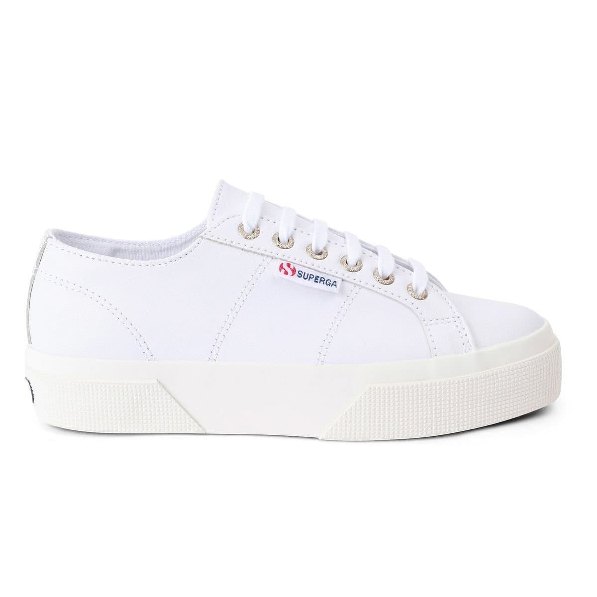 Superga Superga Women's 2740 Nappa Leather Platform Trainers in White